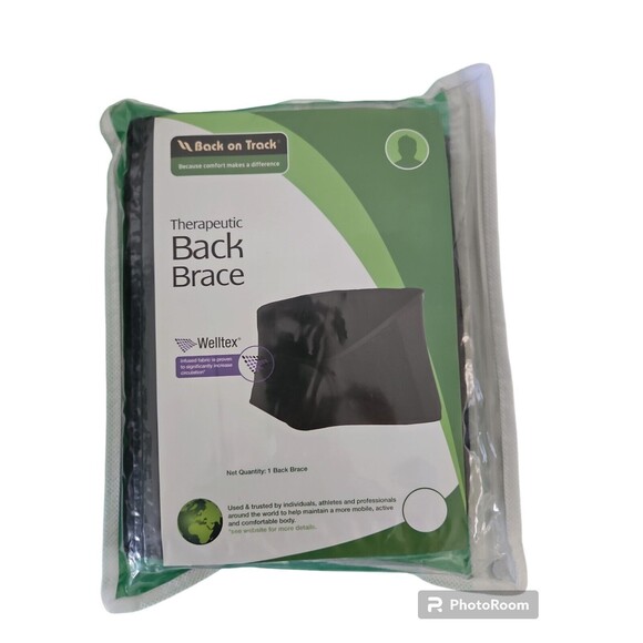 BACK ON TRACK Narrow Front Black Back Brace Size Small- Black -4 Way Stretch New - Picture 2 of 5